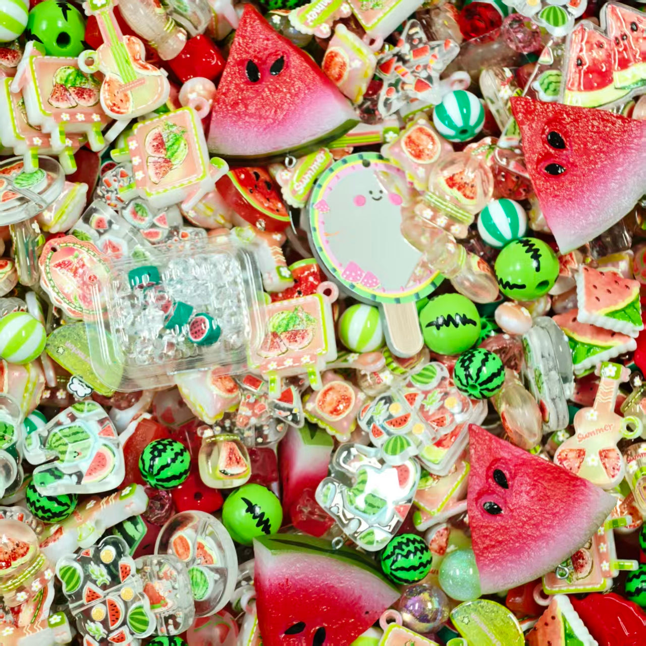 Acrylic beads - Watermelon (for beadable pens, keychains, phone chains)