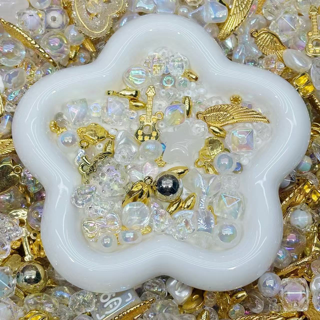 Acrylic Beads - Winter White for beadable pens, keychains, phone chains