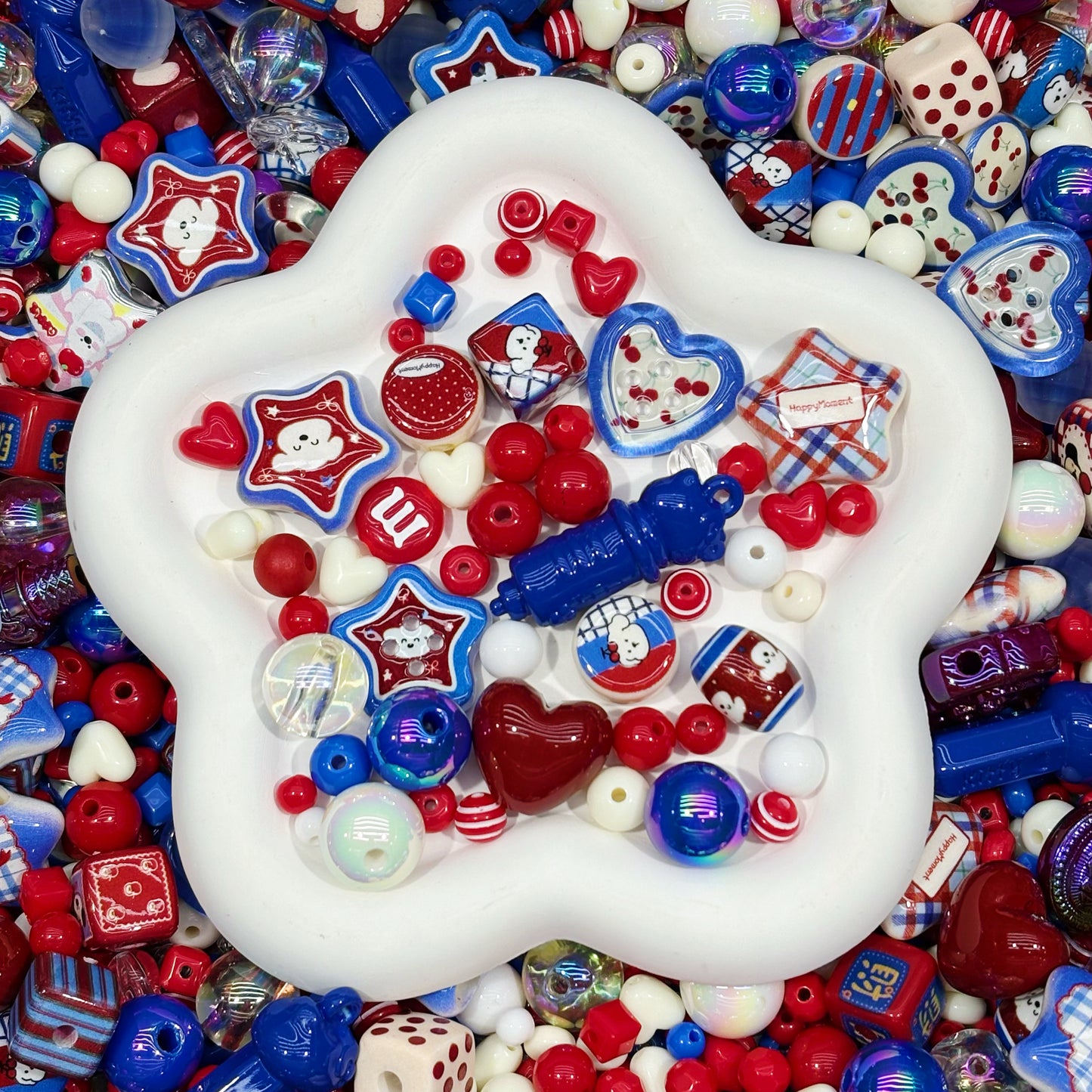 Acrylic beads -Pop Baby(Red&Bule) for beadable pens, keychains, phone chains)
