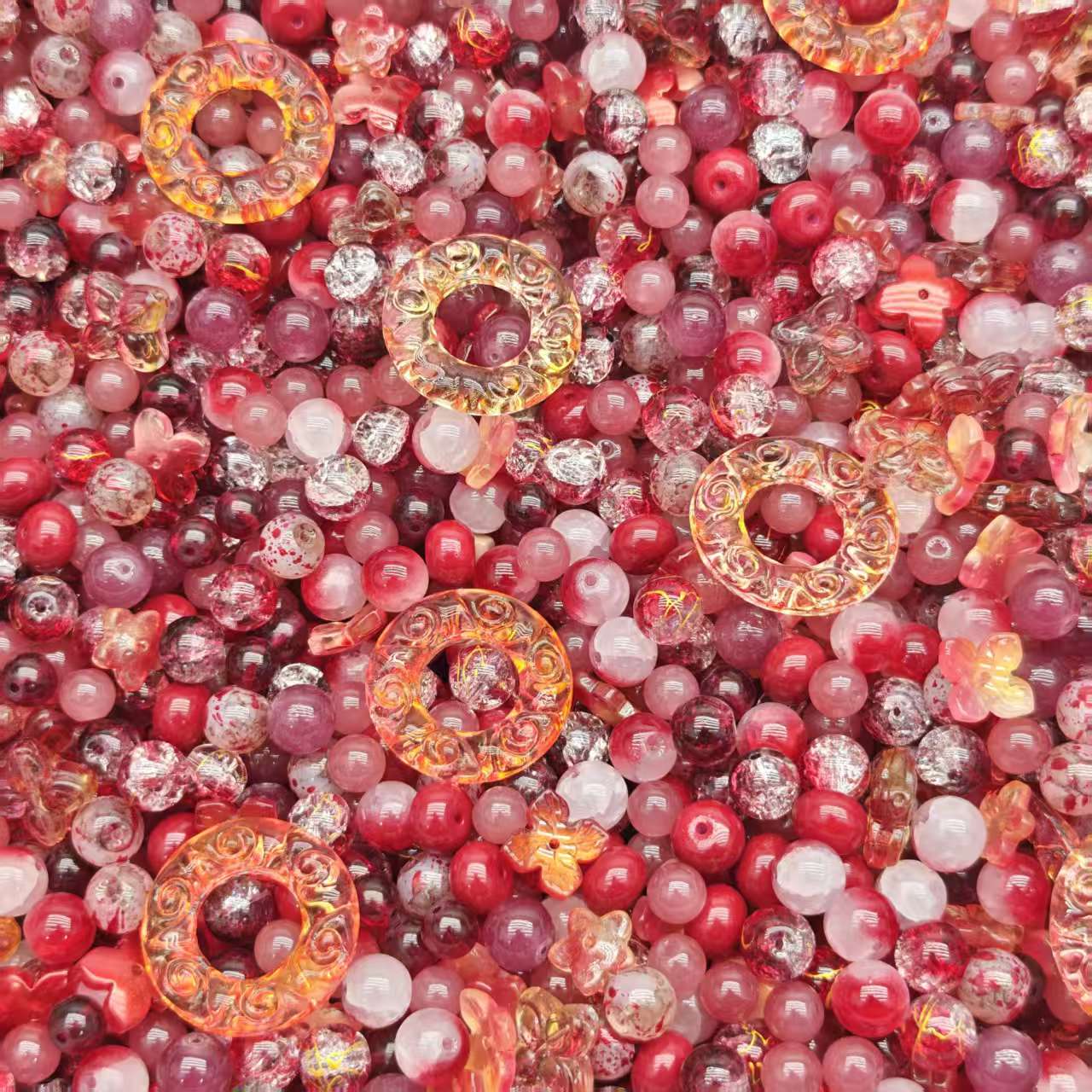 Glass beads- Red (for keychains, phone chains)