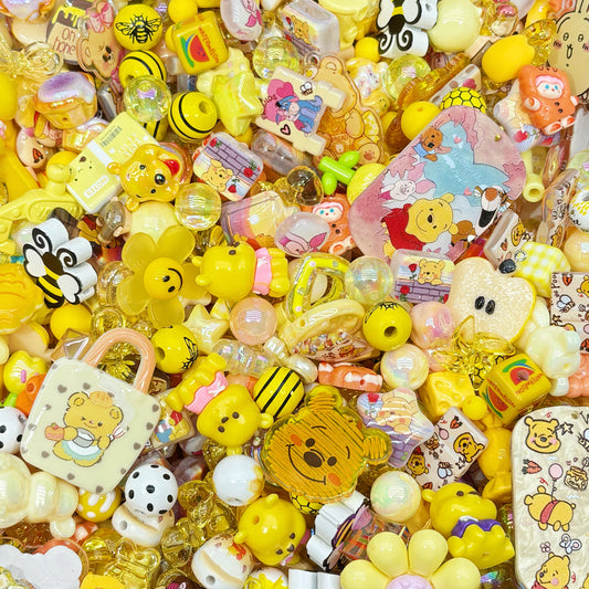 Acrylic beads–Honey Buzz Pooh (Yellow) for beadable pens, keychains, phone chains