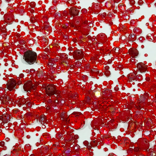 Bling Bling Glass beads-Red Red Red  (for beadable pens, keychains, phone chains)