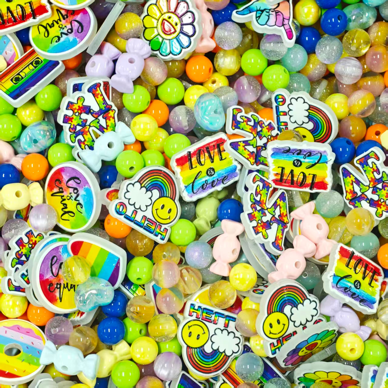 Acrylic beads - LGBT love (for beadable pens, keychains, phone chains)