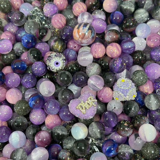 Resin beads-Purple Garden（for beadable pens, keychains, phone chains)