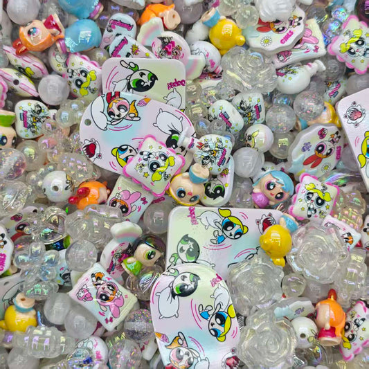 Acrylic beads-Power puff girls (for beadable pens, keychains, phone chains)