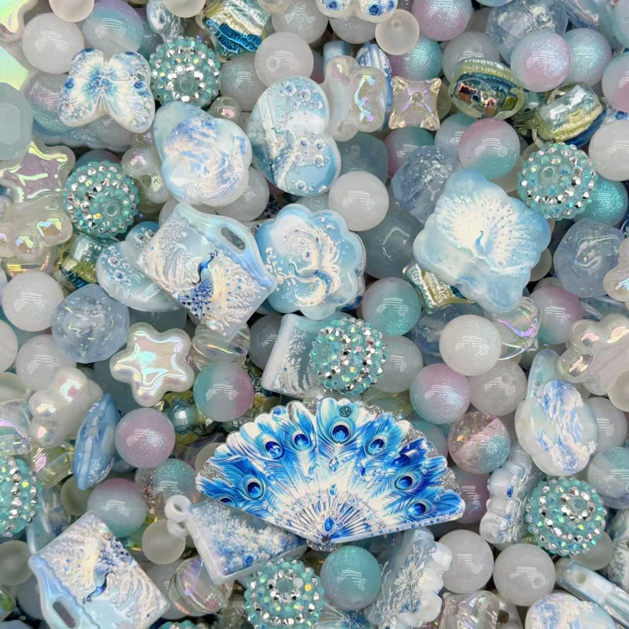 Acrylic Beads - Peacock (for beaded pen, keychains, phone chains)