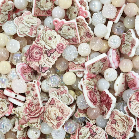 Acrylic Beads - D roses (for beaded pen, keychains, phone chains)