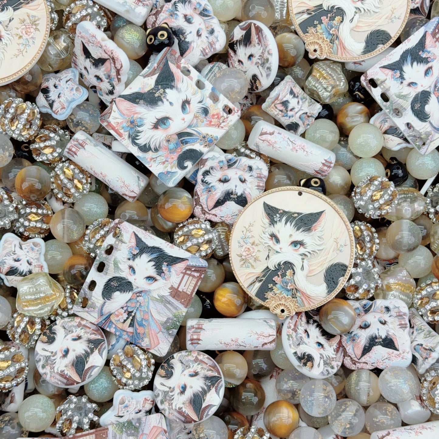 Acrylic Beads -Chinese style cat (for beaded pen, keychains, phone chains)