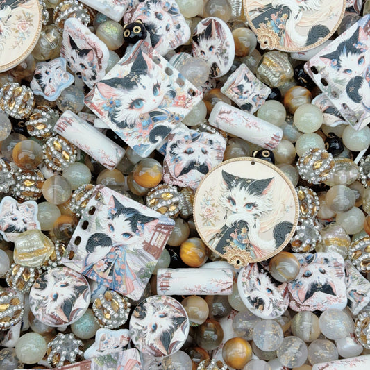 Acrylic Beads -Chinese style cat (for beaded pen, keychains, phone chains)