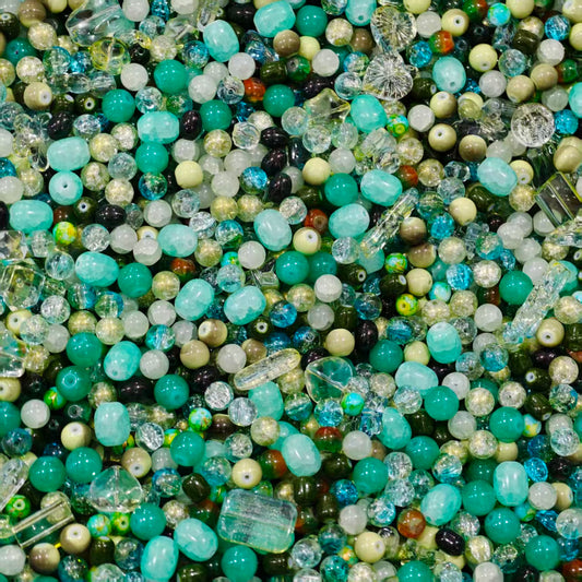 Glass beads- Green forest (for keychains, phone chains,bracelet, necklace)