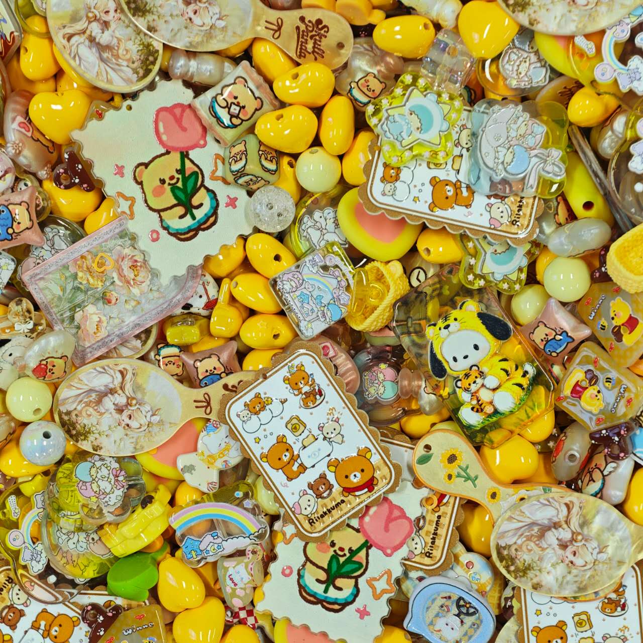 (BOGO)Acrylic Beads - Yellow mix  (for beaded pen, keychains, phone chains）