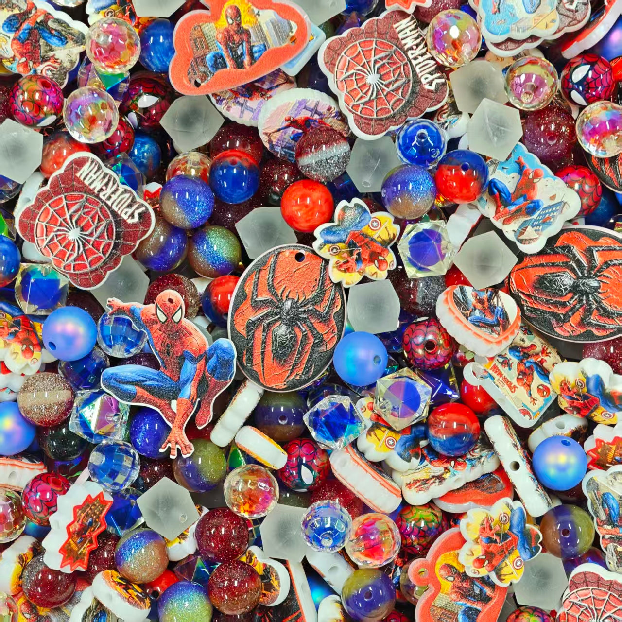 Acrylic beads - Spider-Man (for beadable pens, keychains, phone chains)