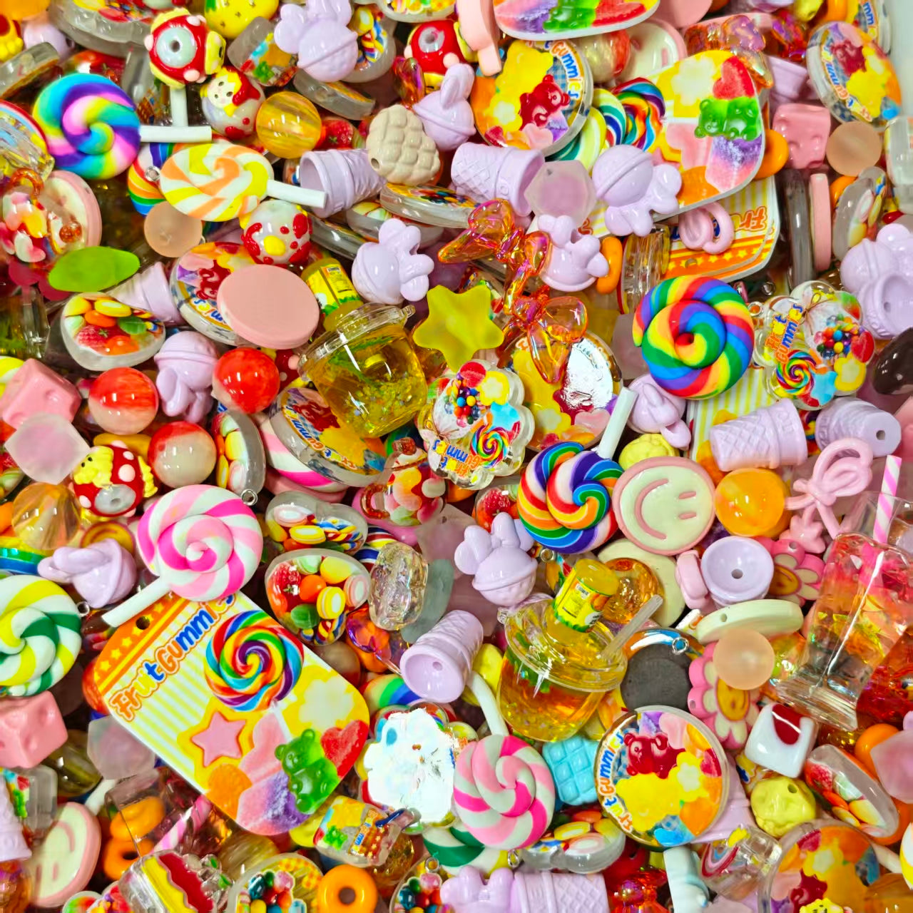 Acrylic Beads -Rainbow lollipop (for beaded pen, keychains, phone chains)