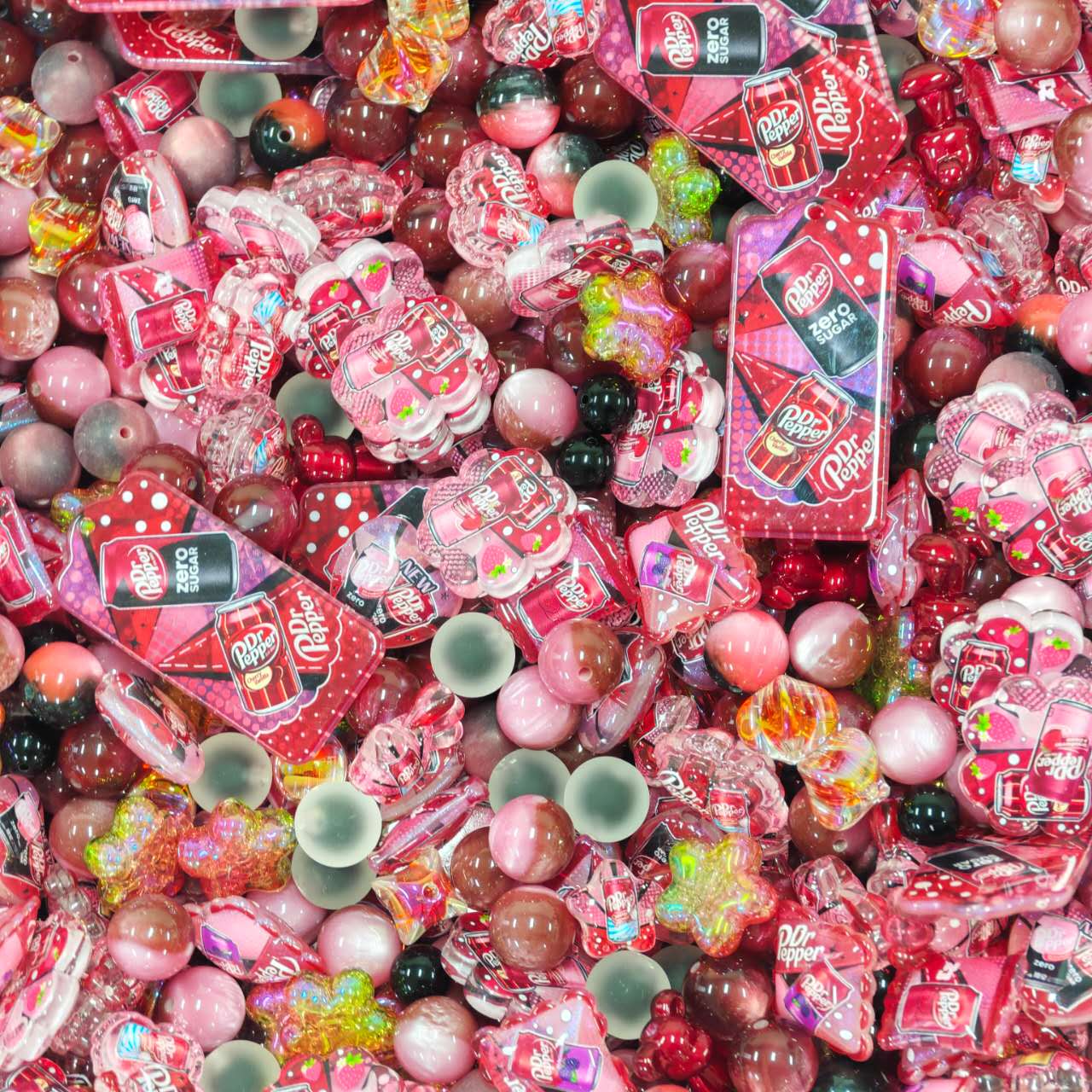 Acrylic Beads -Dr. Pepper (for beaded pen, keychains, phone chains)