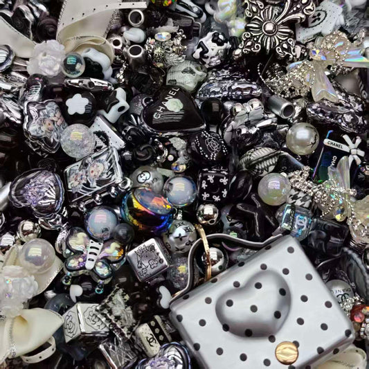Acrylic beads- black white luxury beads (for beadable pens, keychains, phone chains)