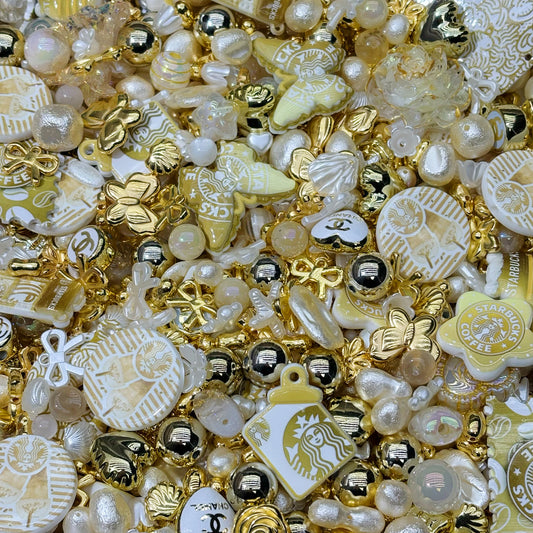 Acrylic beads-Gold Starbucks  (for beadable pens, keychains, phone chains)