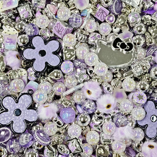 Acrylic Beads - purple sliver mix (for beaded pen, keychains, phone chains)