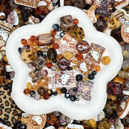 Acrylic beads- leopard kitty mix (for beadable pens, keychains, phone chains