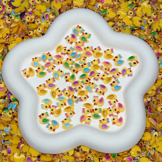 Nail charms - glitter yellow ducklings