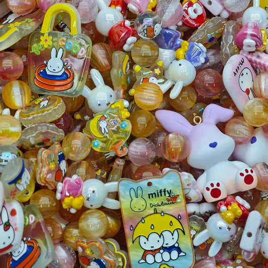 Acrylic beads- Miffy (glowing design beads ) (for beadable pens, keychains, phone chains)