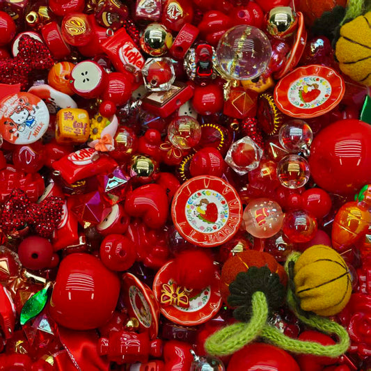 Acrylic beads- red apple (for beadable pens, keychains, phone chains)