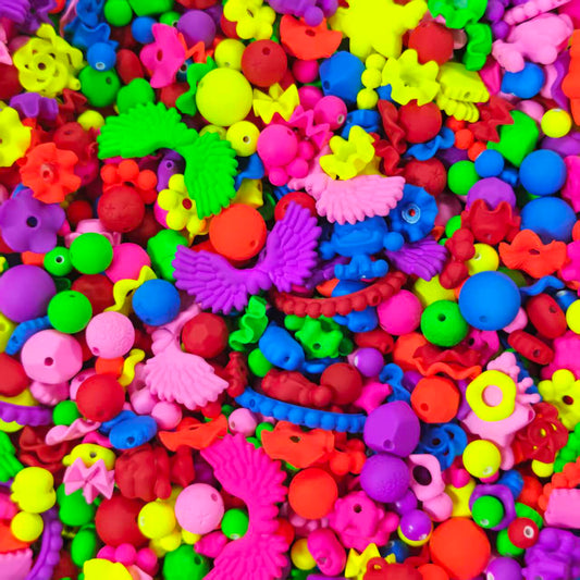 Acrylic Beads -Frosted Neon mix (for beaded pen, keychains, phone chains)