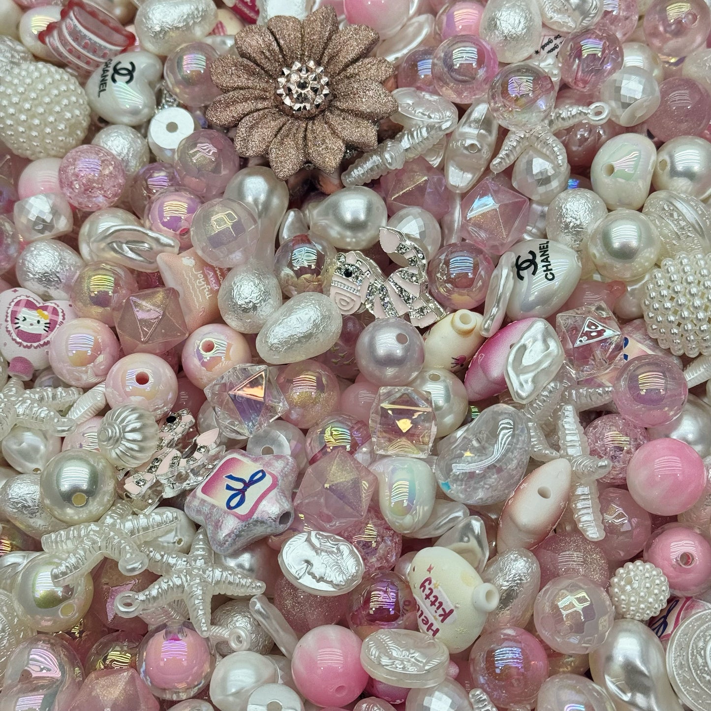 Acrylic beads-Pink pearl  (for beadable pens, keychains, phone chains)