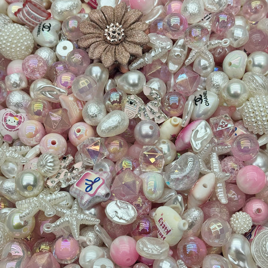 Acrylic beads-Pink pearl  (for beadable pens, keychains, phone chains)
