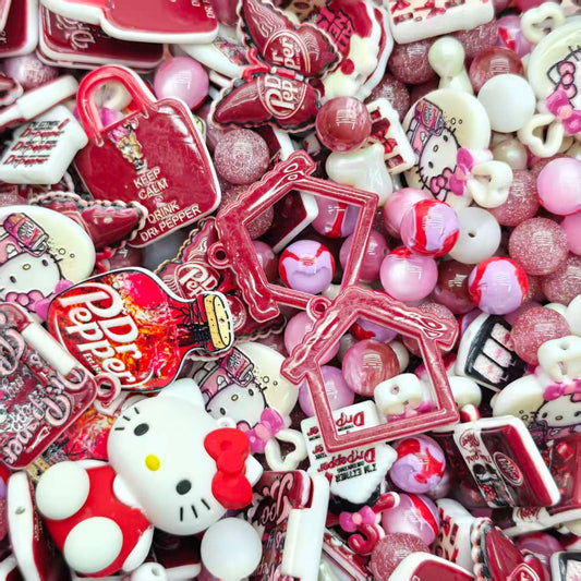 Acrylic beads-Dr. Pepper  (for beadable pens, keychains, phone chains)