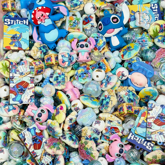 [LAST 1] Acrylic beads-Stitch mix (Bule&Pink&White)for beadable pens, keychains, phone chains