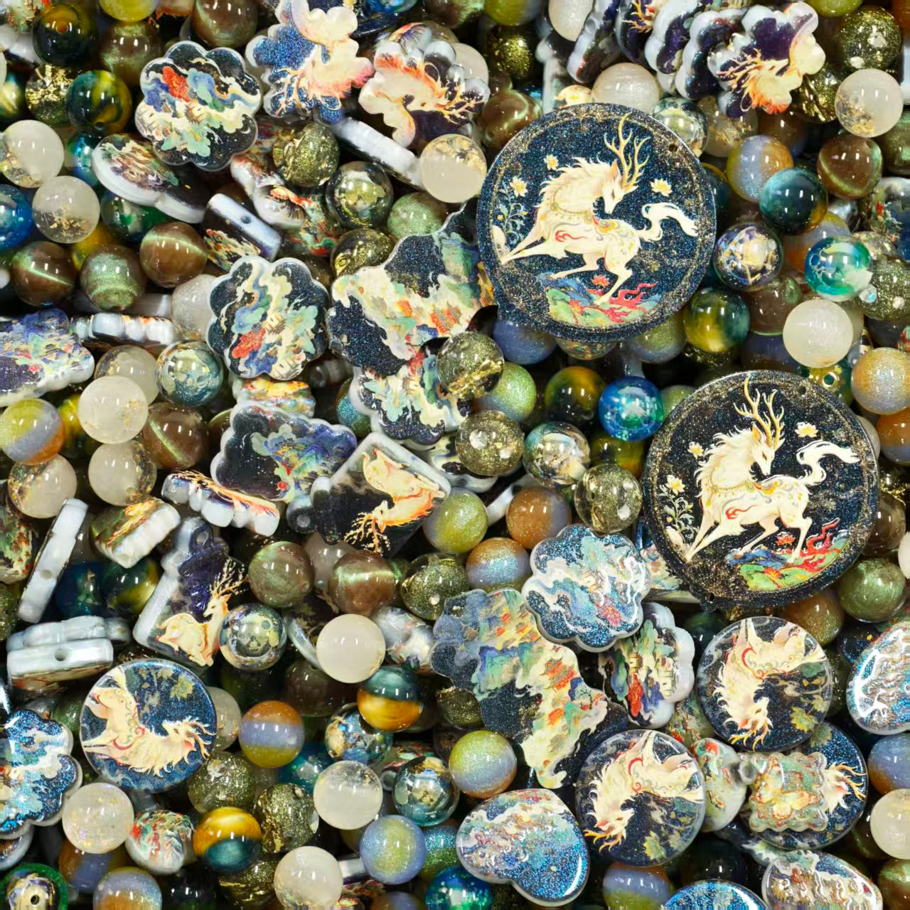 Acrylic Beads - Celestial stag dreams (for beaded pen, keychains, phone chains)