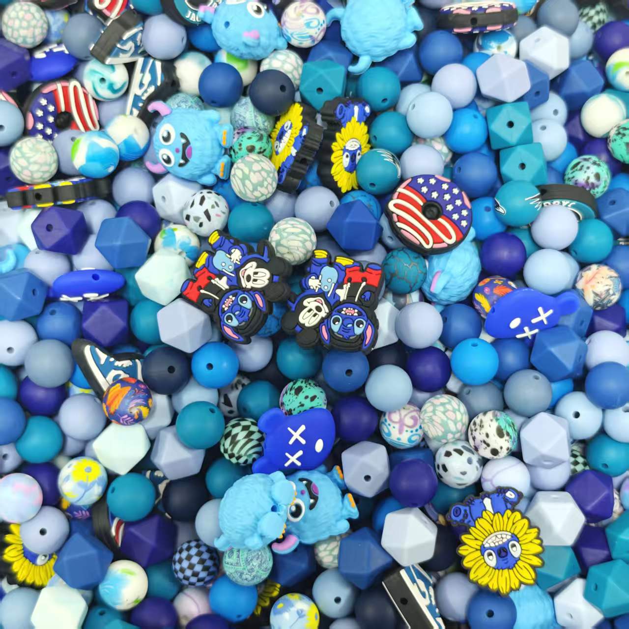 [Big sale]Silicon beads -Blue mix (for beadable pens, keychains, phone chains)
