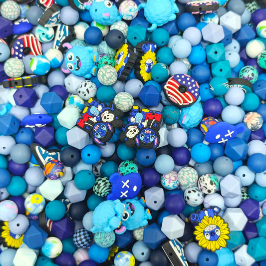 [Big sale]Silicon beads -Blue mix (for beadable pens, keychains, phone chains)