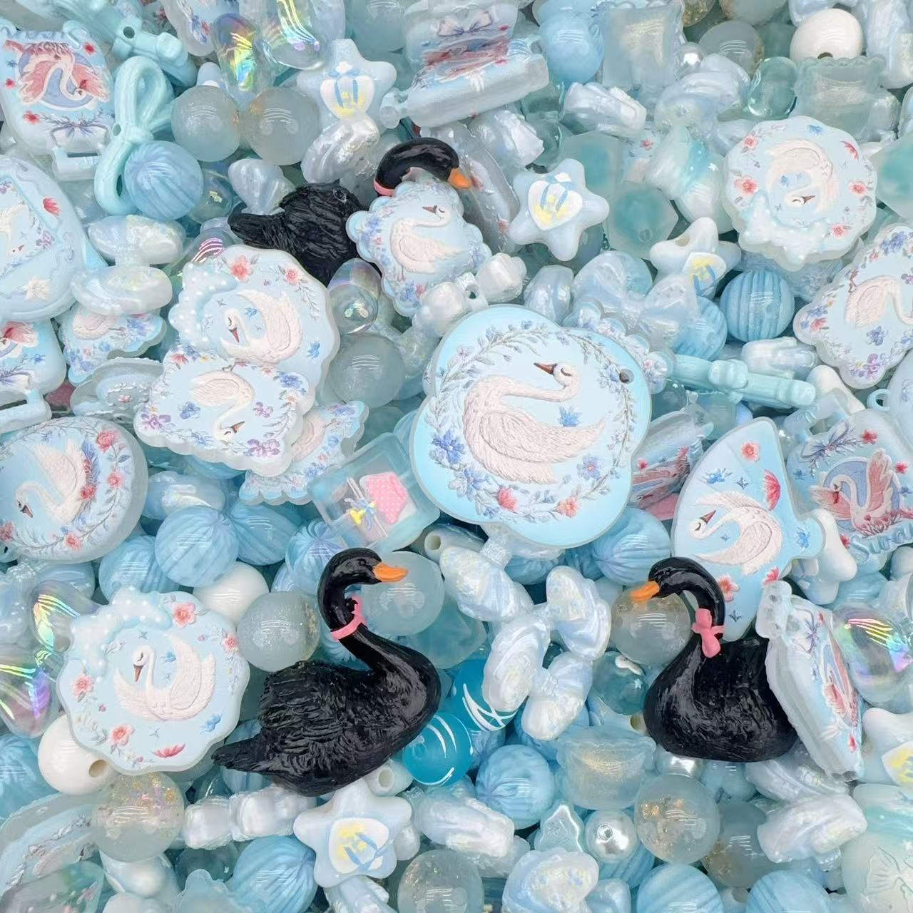 Acrylic Beads -Swan  (for beaded pen, keychains, phone chains)
