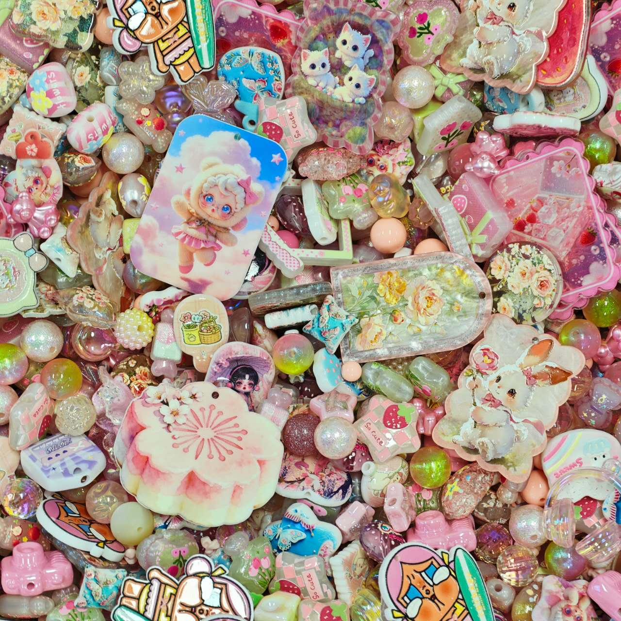 (BOGO)Acrylic Beads - Pink mix (for beaded pen, keychains, phone chains）