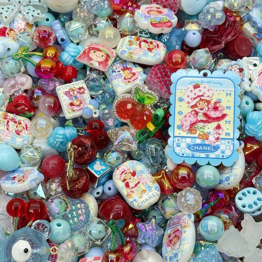 Acrylic beads- strawberry short cake (for beadable pens, keychains, phone chains