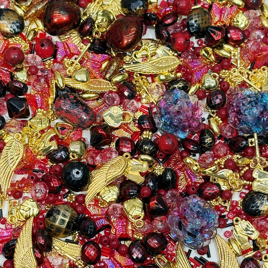 Acrylic beads-Midnight Rose (Black&Red) for beadable pens, keychains, phone chains