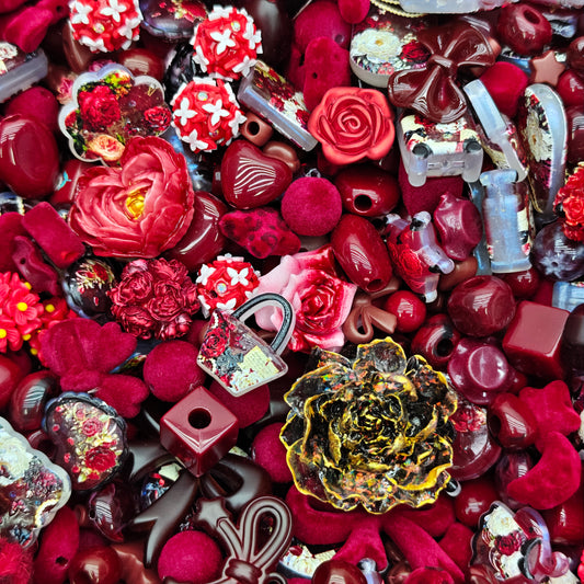 Acrylic beads-Red Flower (for beadable pens, keychains, phone chains)