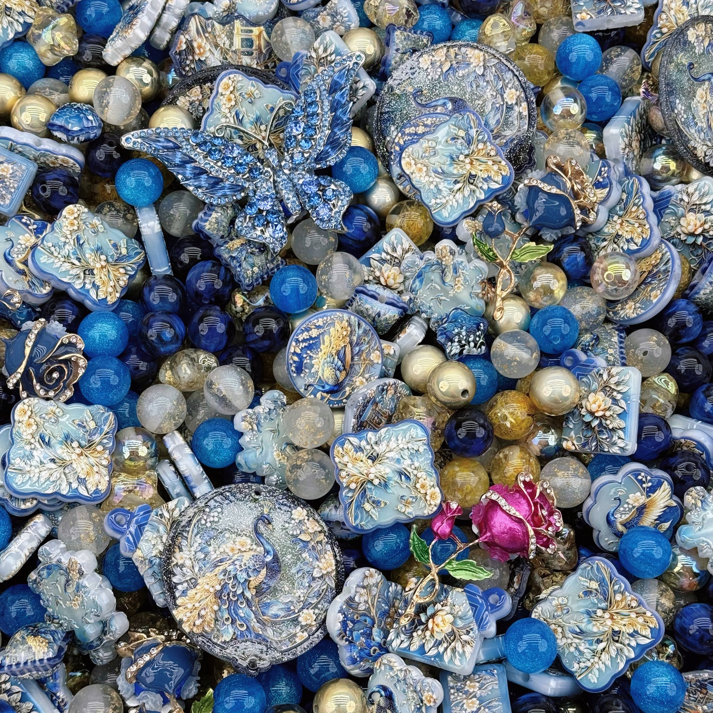 Acrylic Beads -Peacock(for beaded pen, keychains, phone chains)