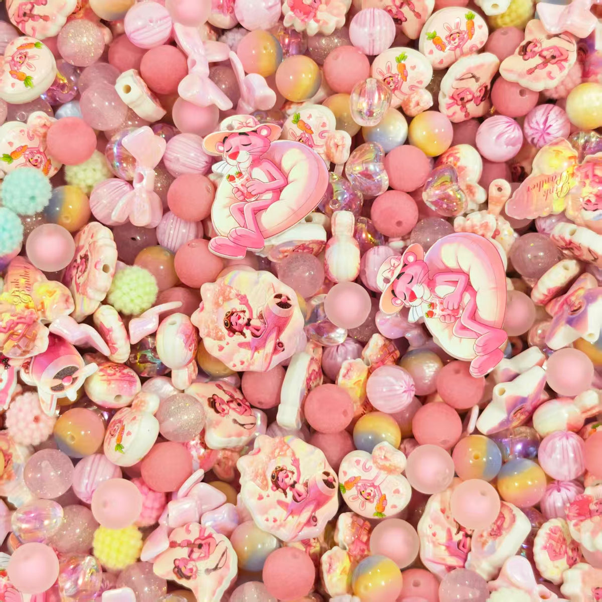 Acrylic beads - Pink panther (for beadable pens, keychains, phone chains)