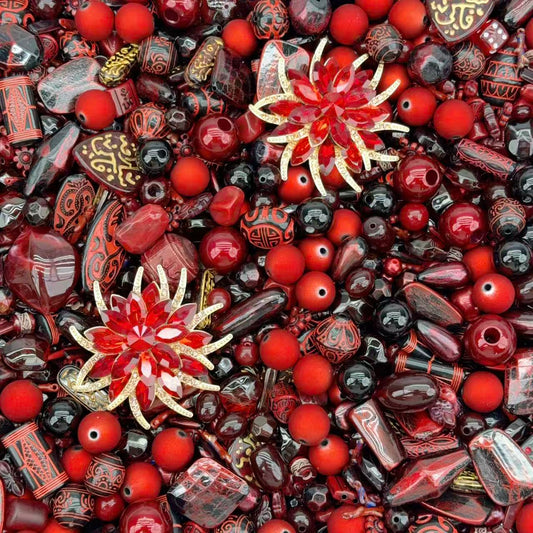 Acrylic Beads - Red black mix (for beaded pen, keychains, phone chains)