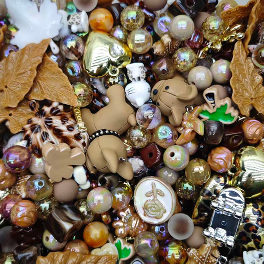 Acrylic beads-Autumn Latte(Brown） (for beadable pens, keychains, phone chains)