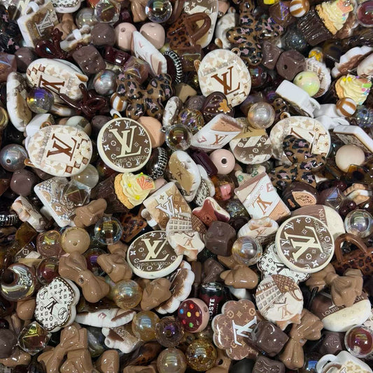 Acrylic beads-Brown LV (for beadable pens, keychains, phone chains)