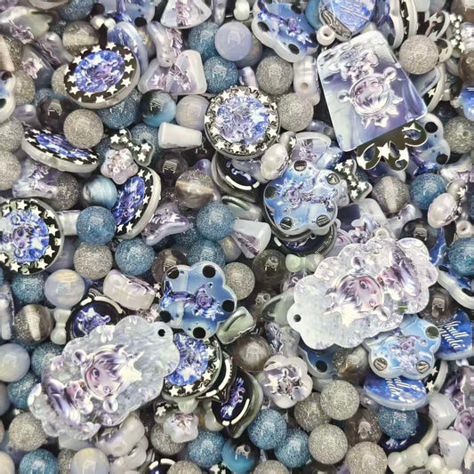 Acrylic beads-Grey skull panda (for beadable pens, keychains, phone chains)