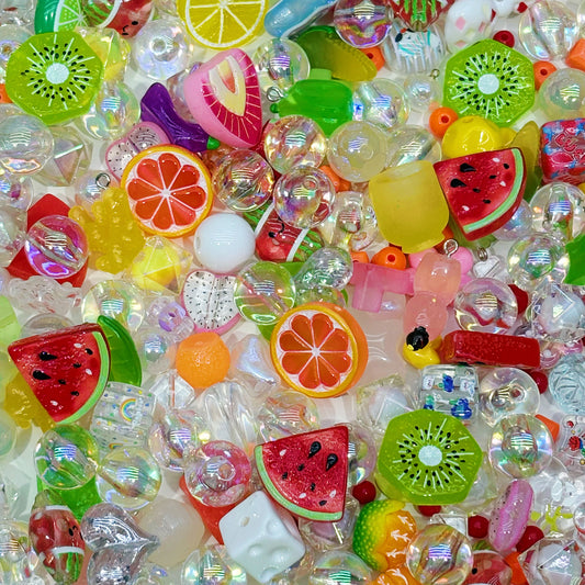 Acrylic beads-Fruit Galaxy (colorful) for beadable pens, keychains, phone chains