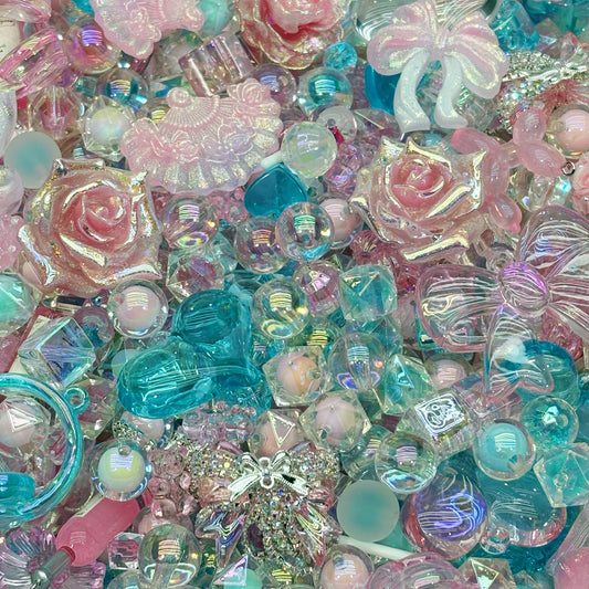 Acrylic beads-Candy Aqua Rose  for beadable pens, keychains, phone chains