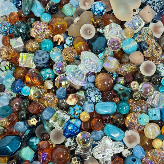 Acrylic beads- Brown blue  (for beadable pens, keychains, phone chains)