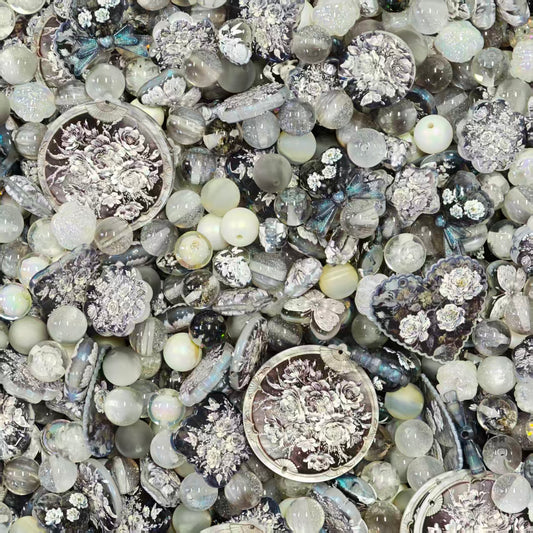 Acrylic Beads -Black flower (for beaded pen, keychains, phone chains)
