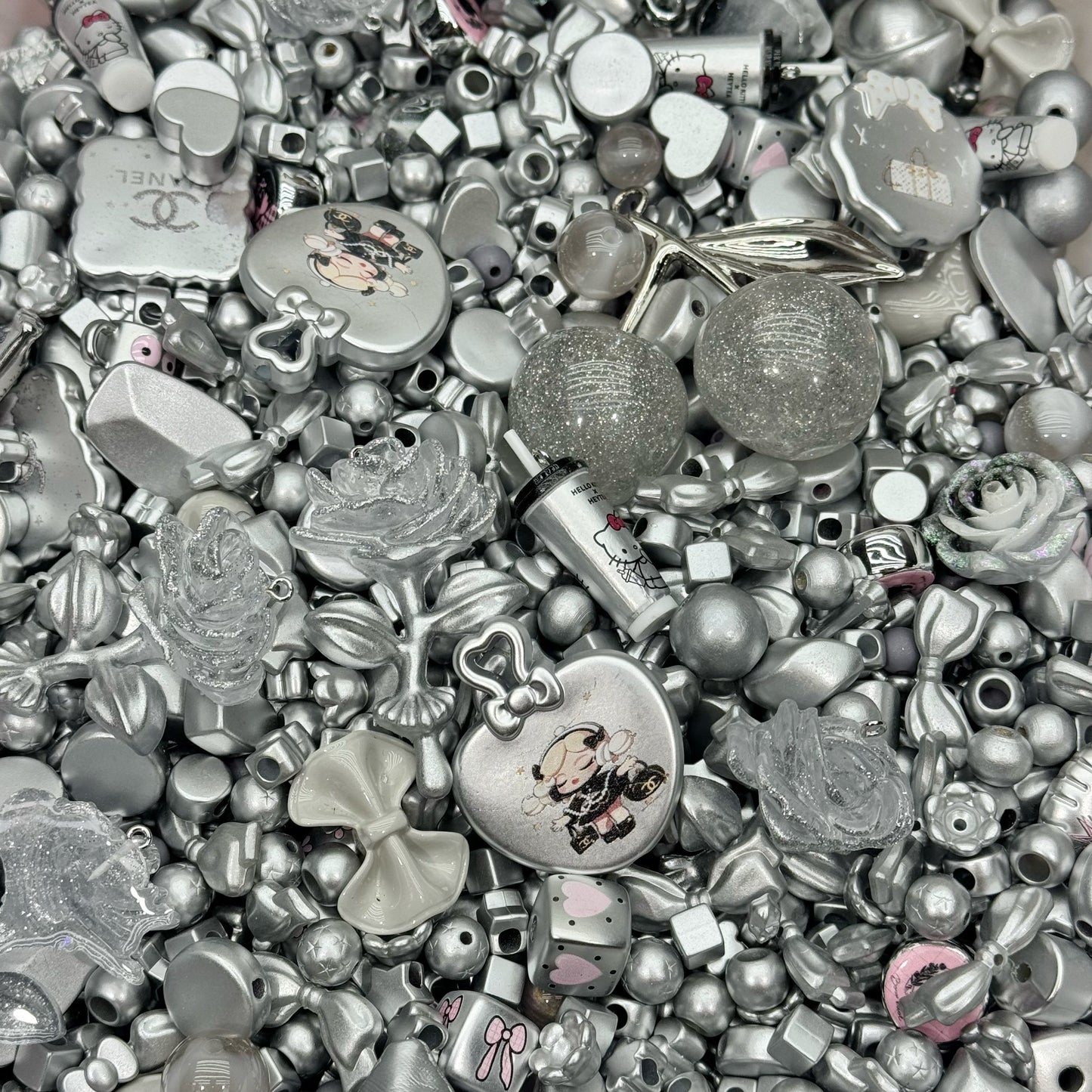 Acrylic beads-Silver Moonlight (for beadable pens, keychains, phone chains)