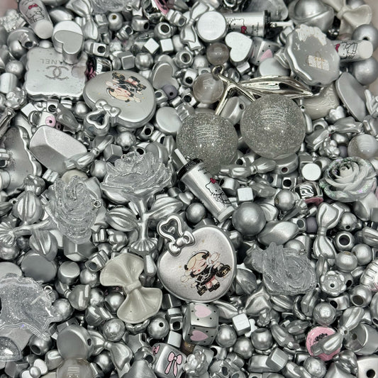 Acrylic beads-Silver Moonlight (for beadable pens, keychains, phone chains)